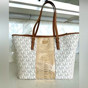 Michael Kors Large Jet Set Tote with Gold Python Embossing